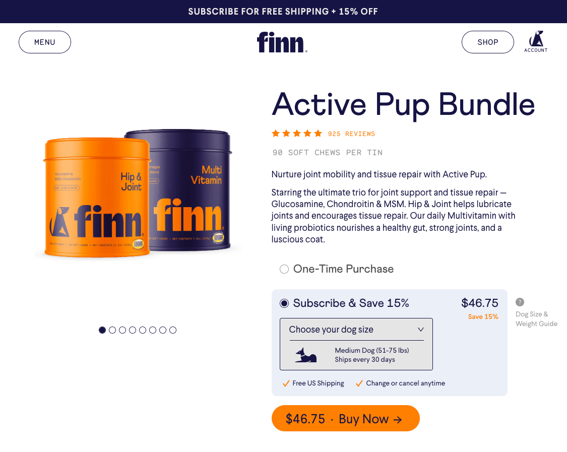Finn example of Free Shipping offer