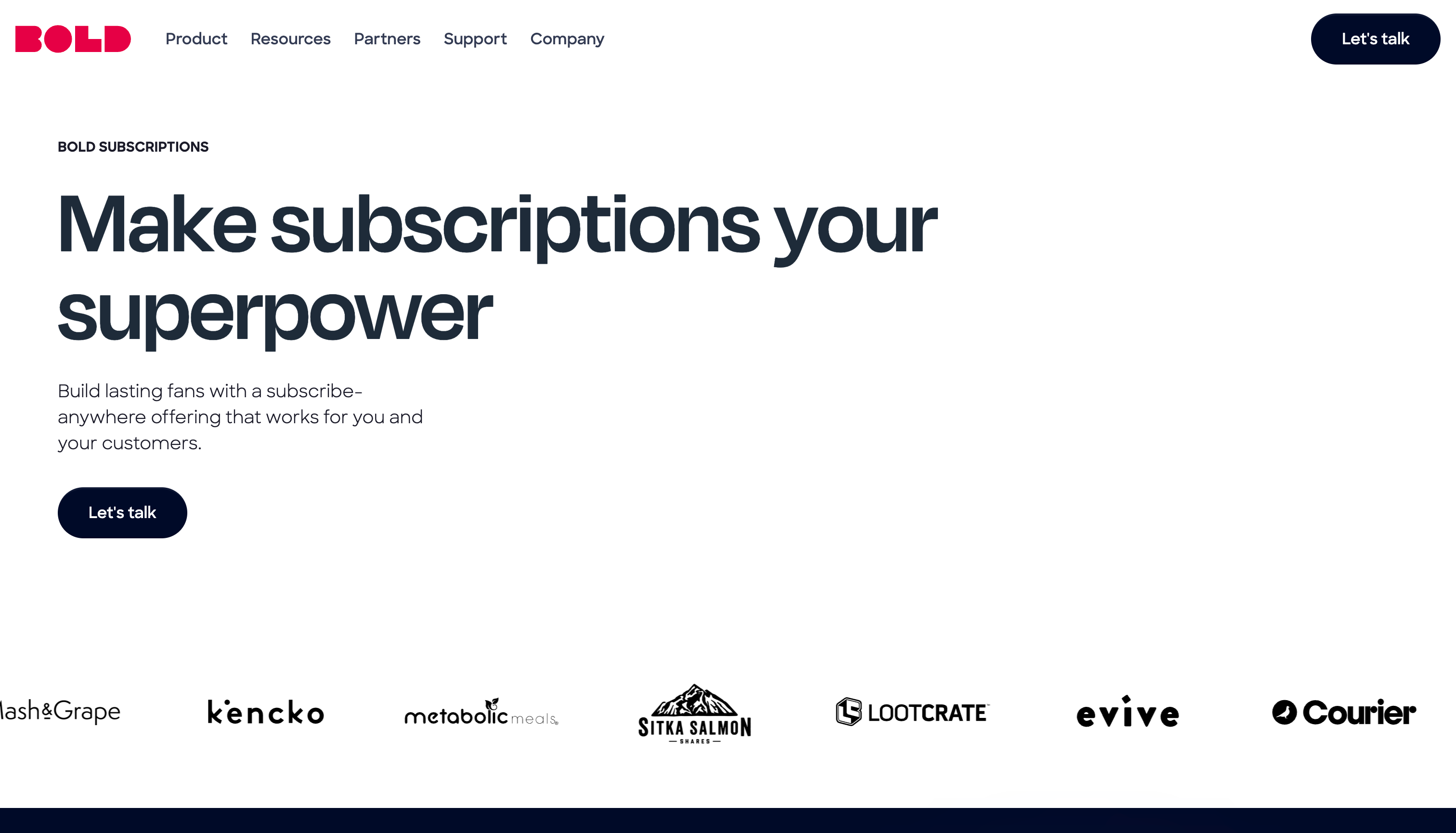 Bold Subscriptions - homepage