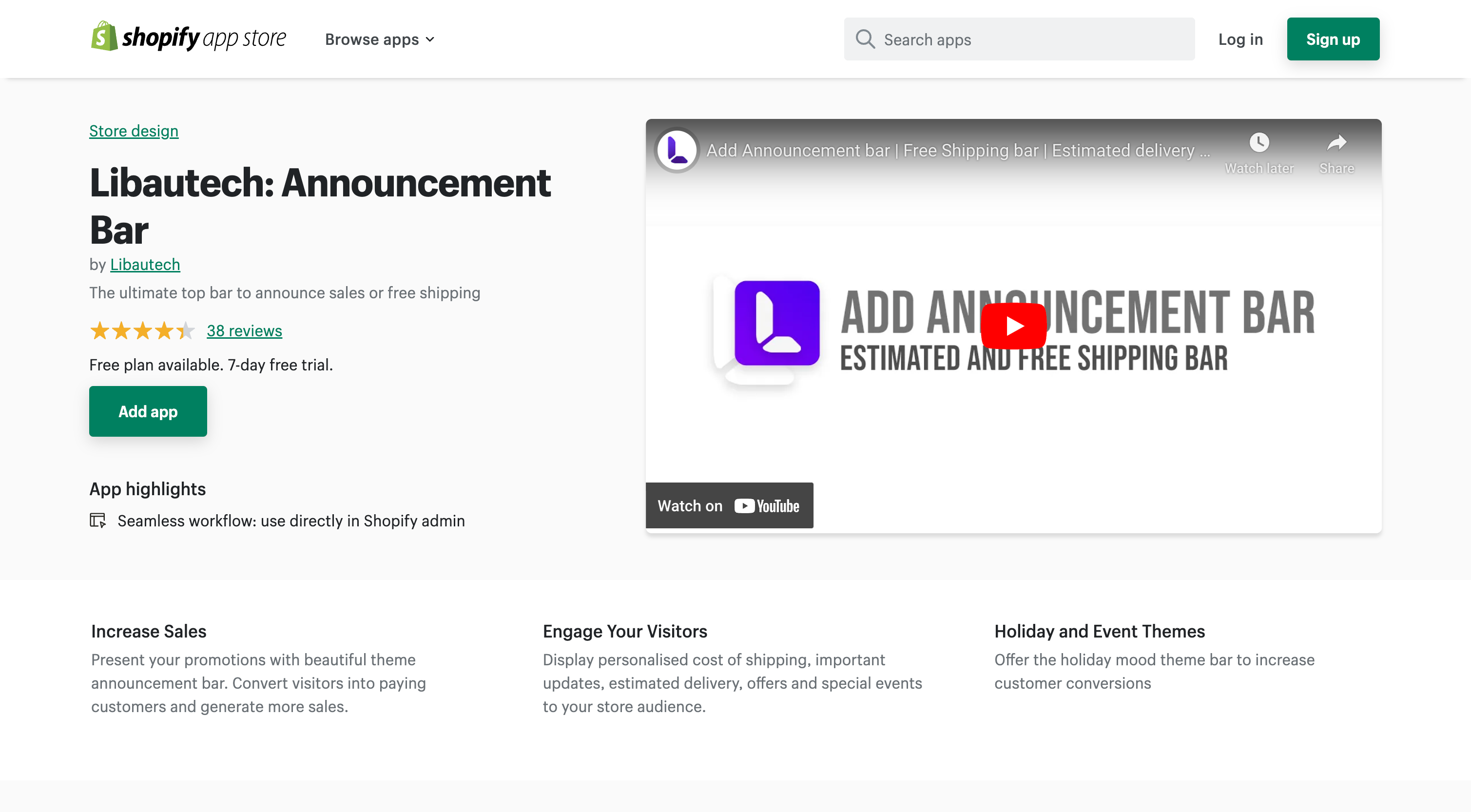 Announcement Bar - The ultimate top bar to announce sales or free shipping | Shopify Apps Store