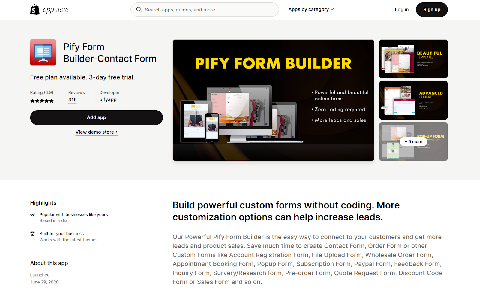 App Store - Pify form builder