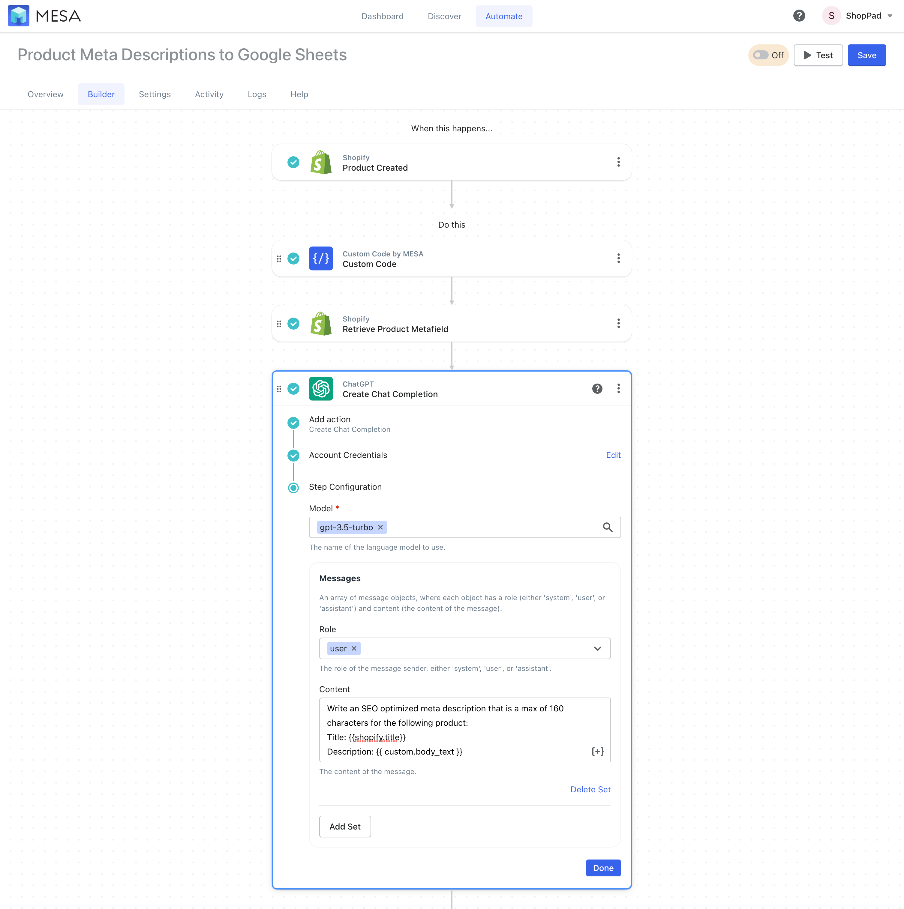 create chatgpt completion