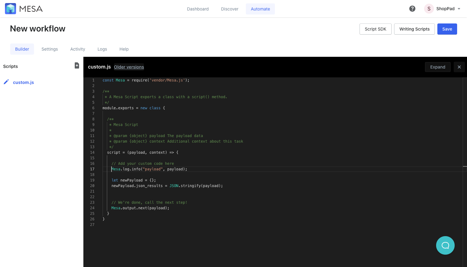custom code