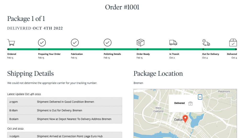 custom shopify order status page