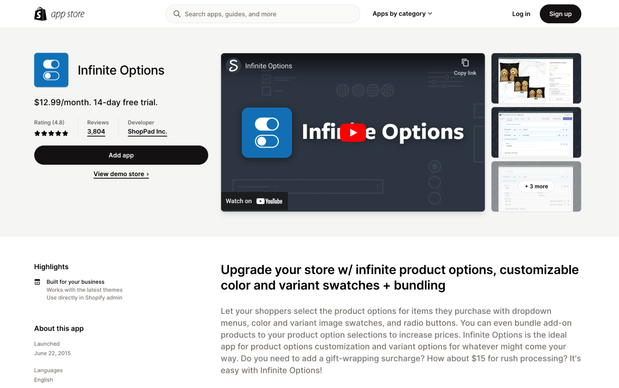 App Store: Infinite Options by ShopPad