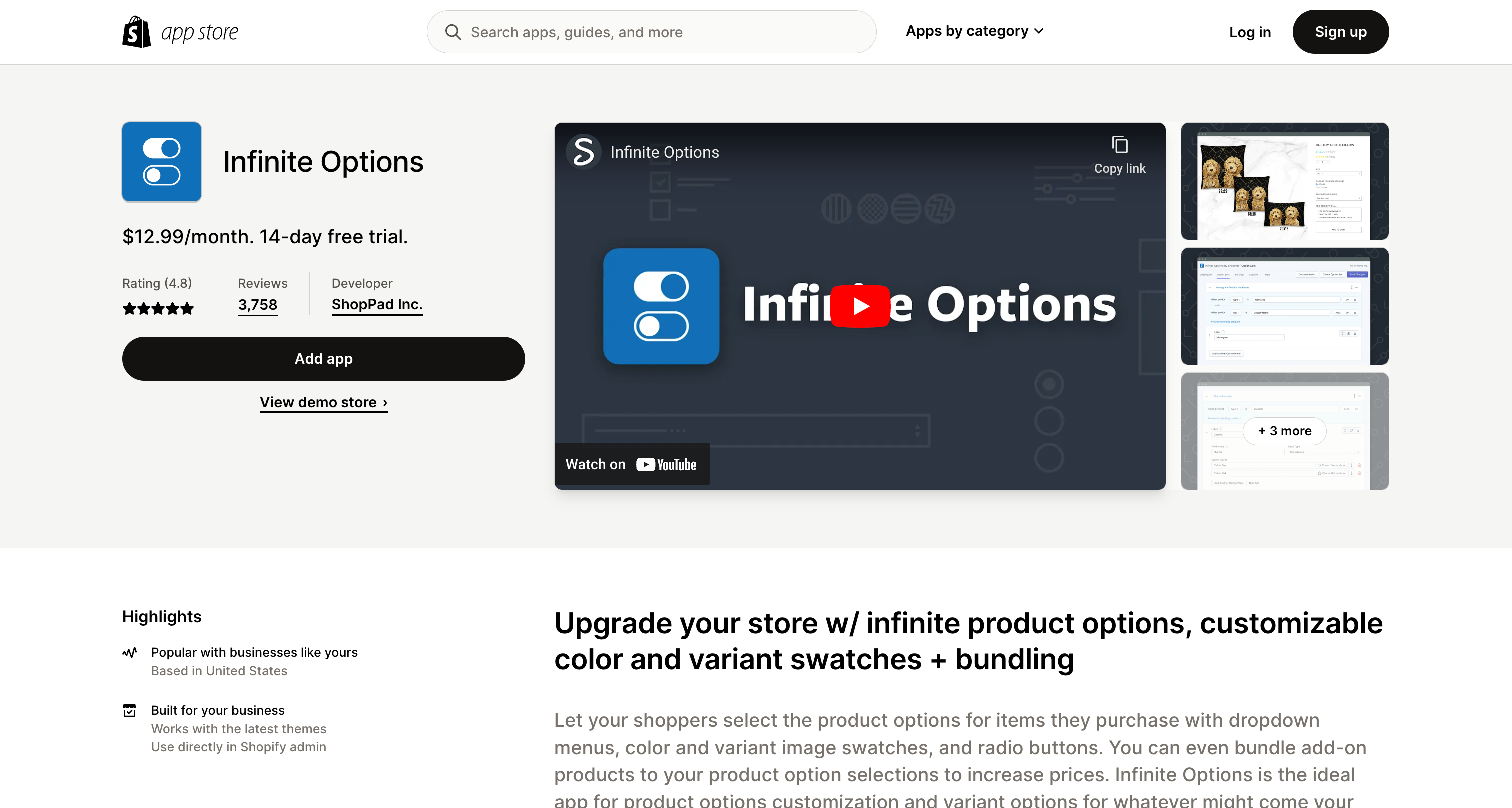 Infinite Options - Shopify App Store