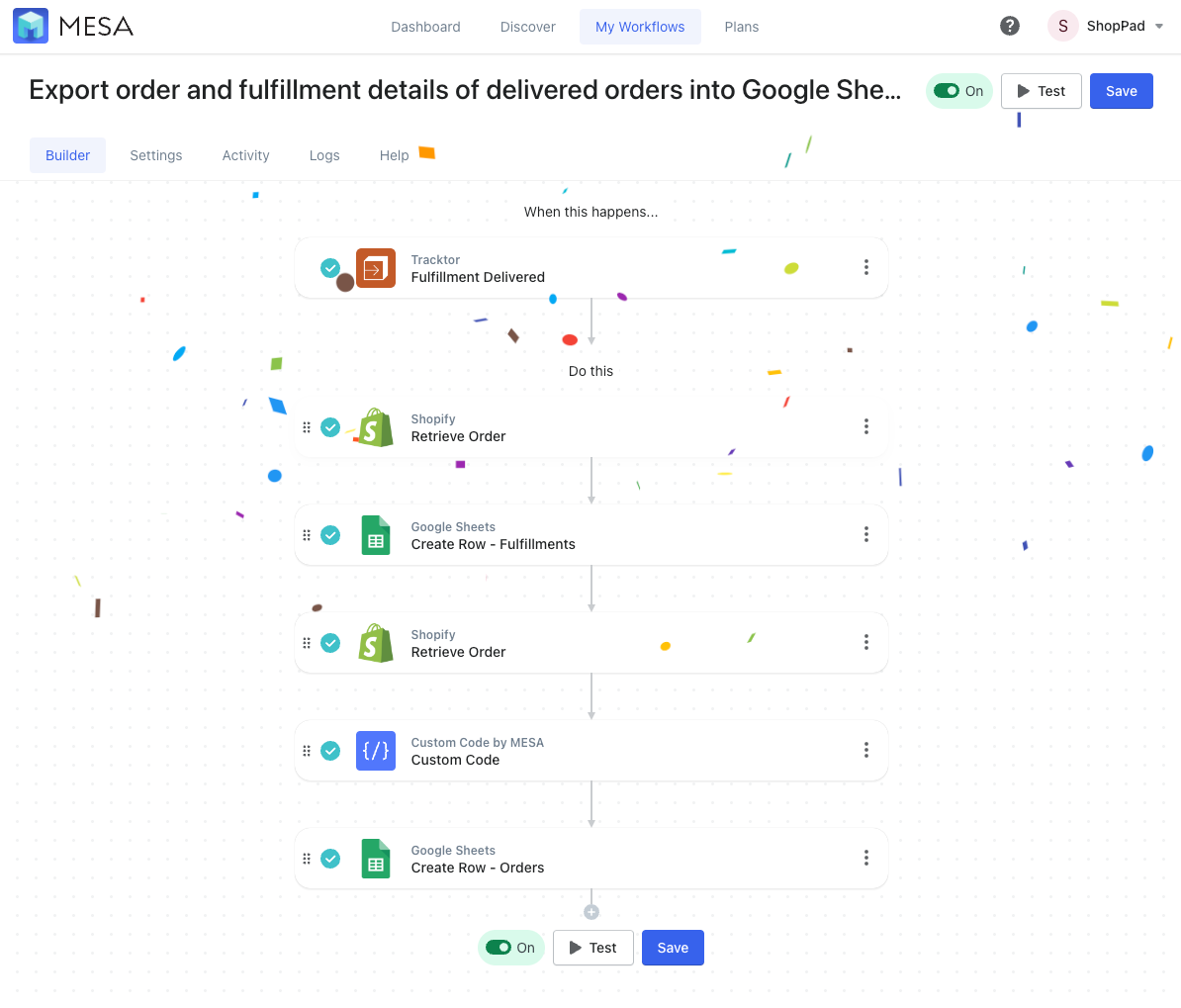 export shopify order to google sheets automation