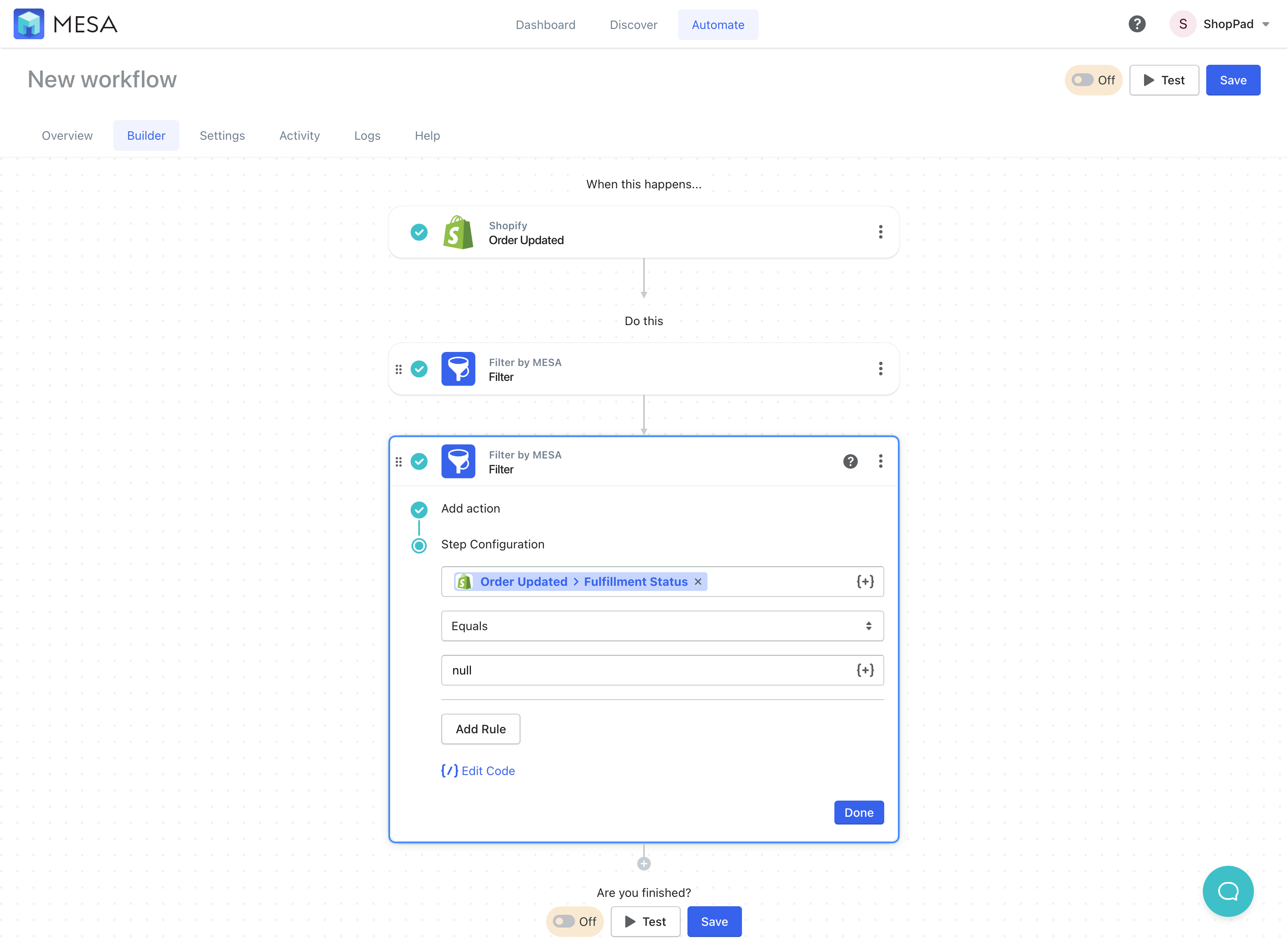 filter fulfillment status conditions