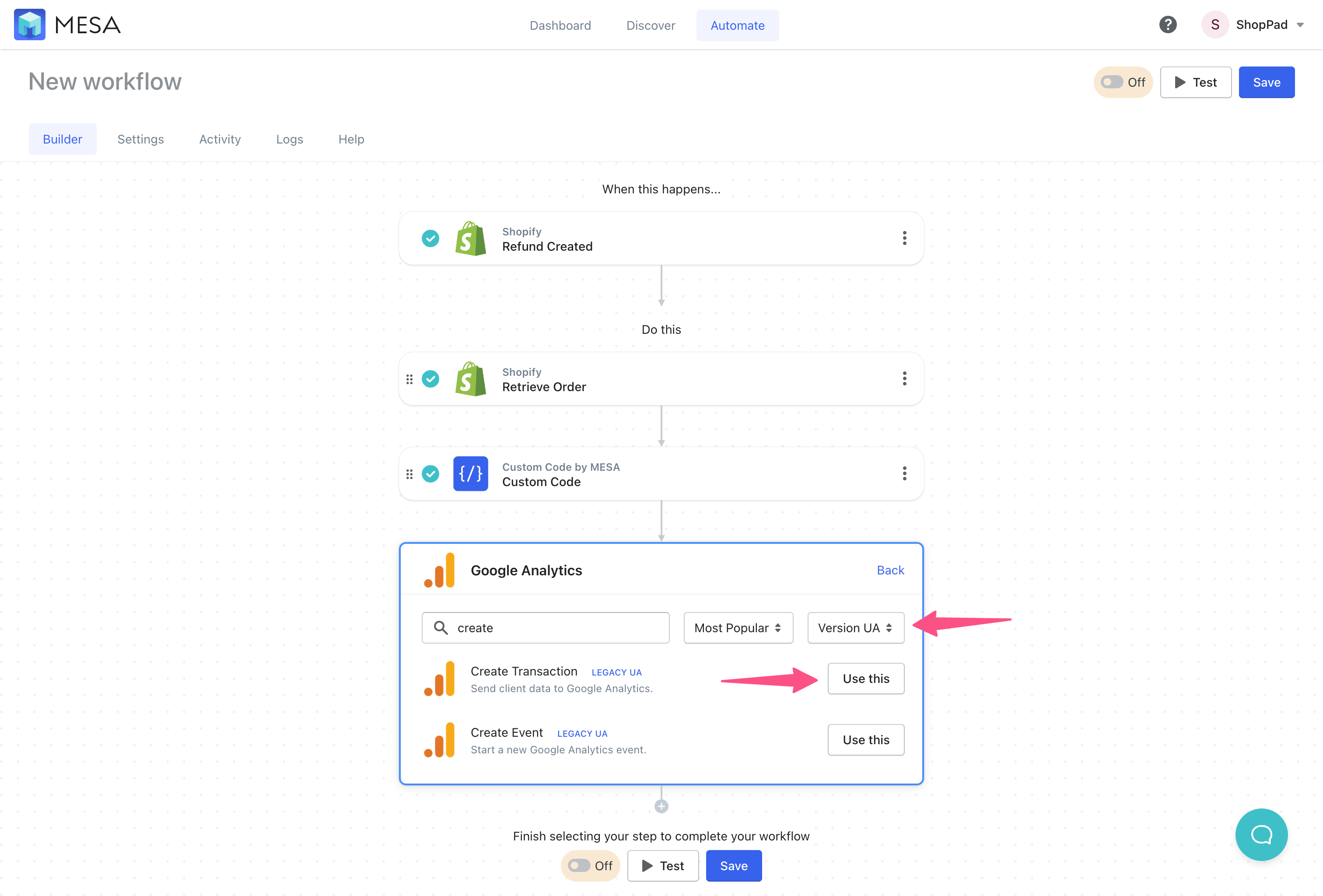 google analytics create transaction