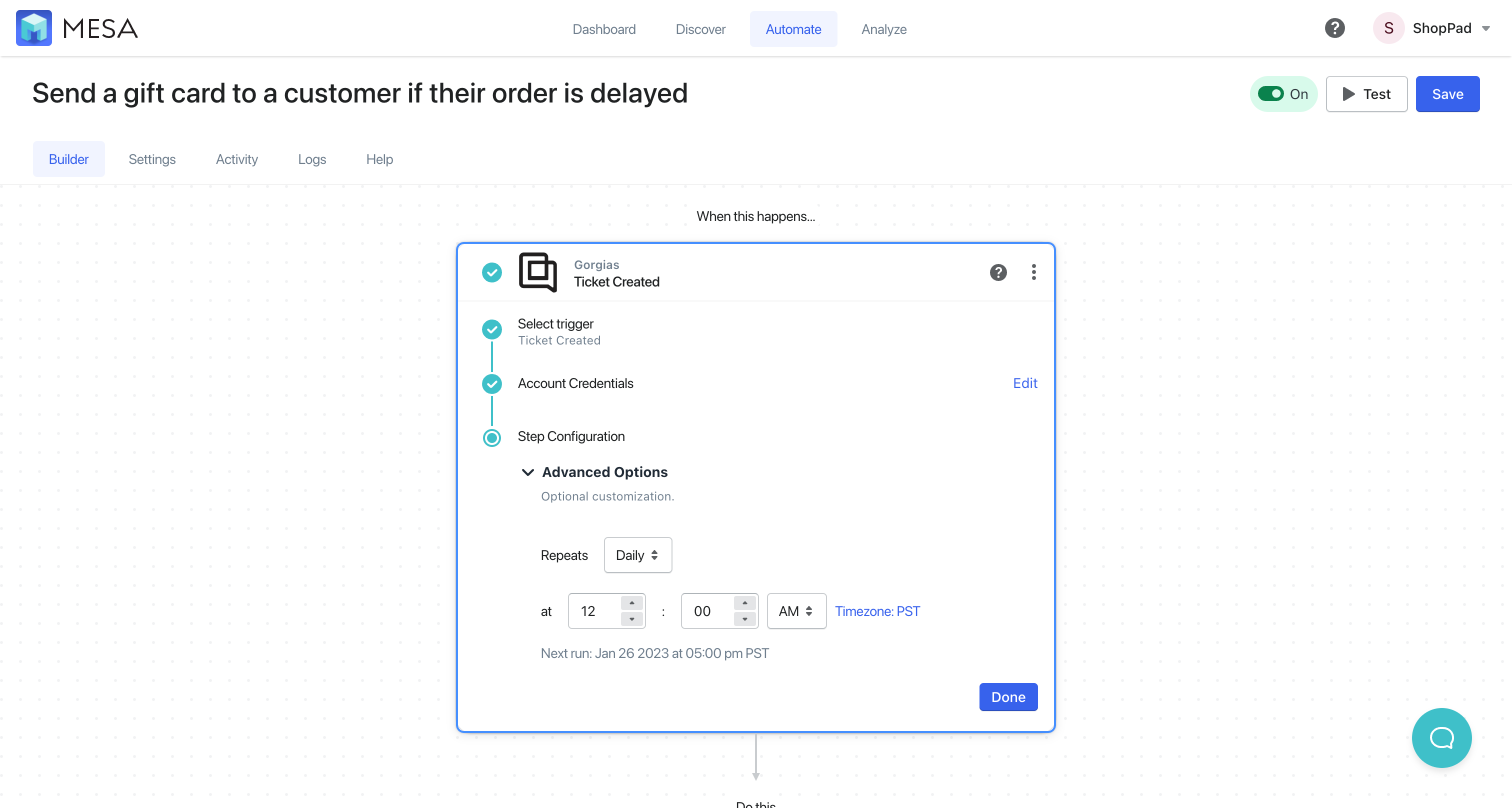 gorgias ticket created