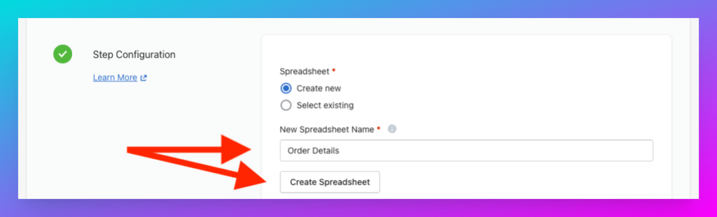 Create a Google Sheets spreadsheet