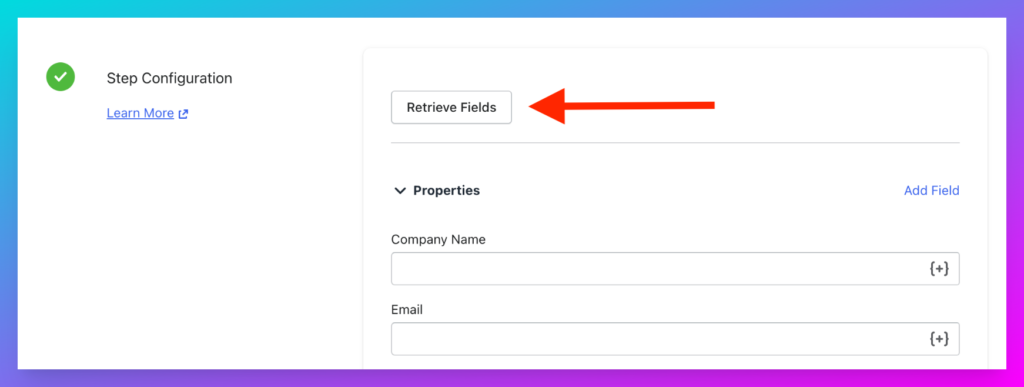 Shopify HubSpot Integration: Click the Retrieve Fields button
