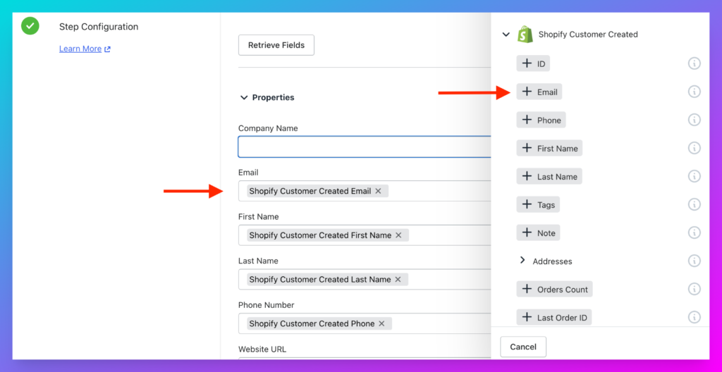 Shopify HubSpot Integration: Select the correct Shopify Tokens to send to HubSpot 