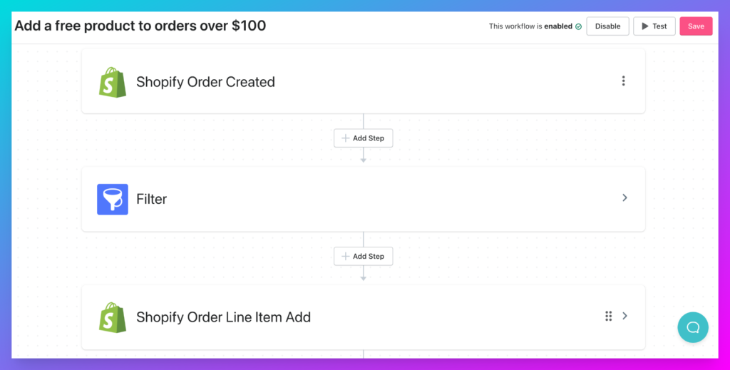 Marketing automation workflow: Add a Free Product
