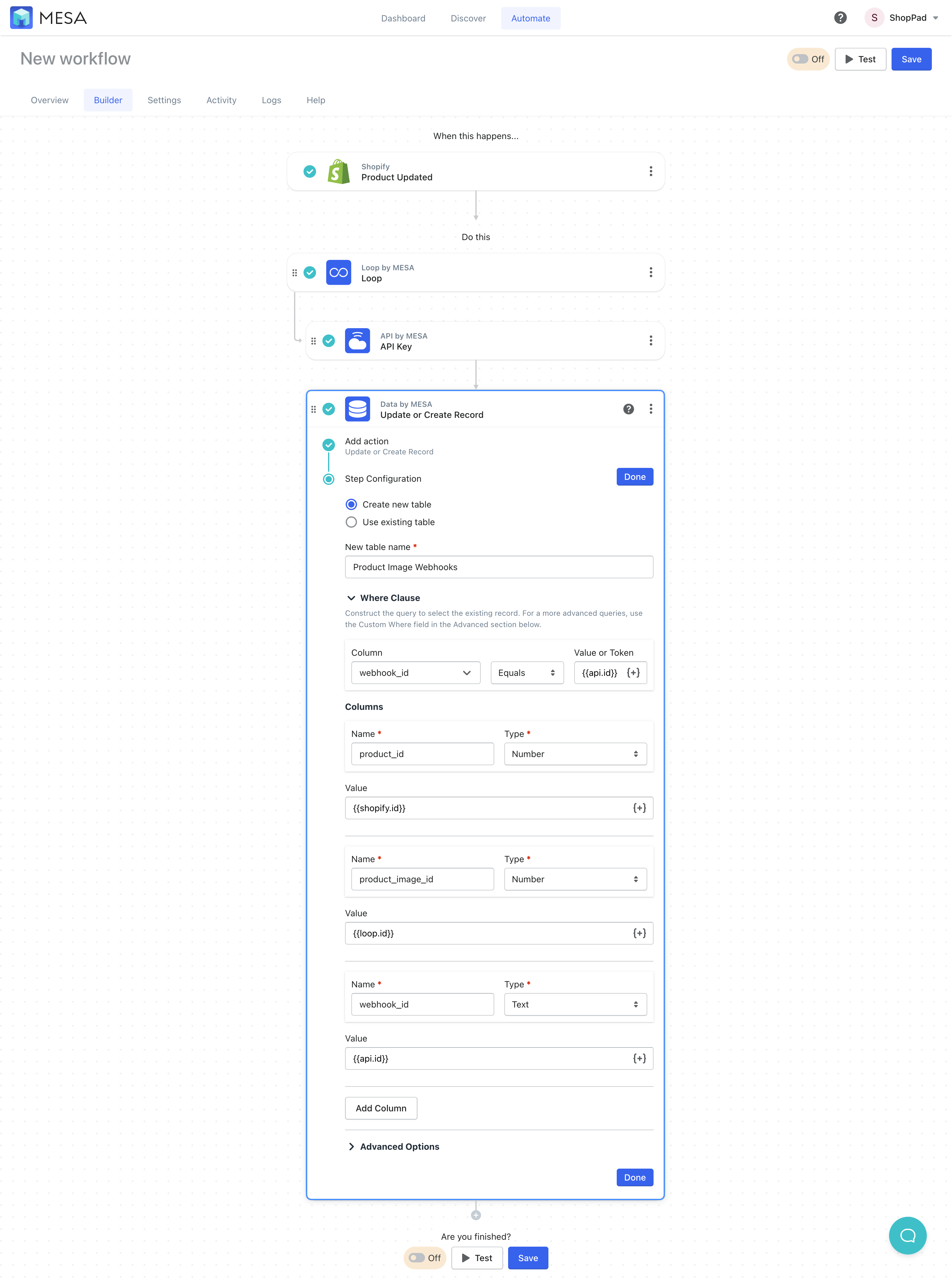 shopify database config