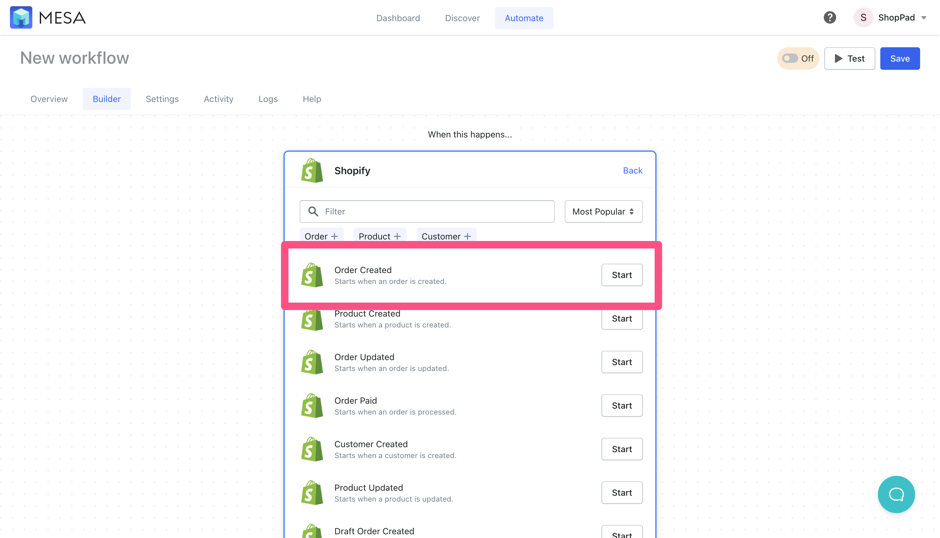 shopify order created