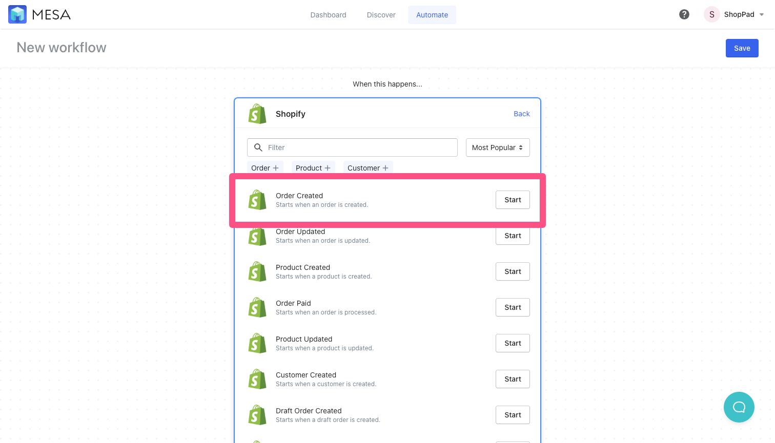 shopify order created