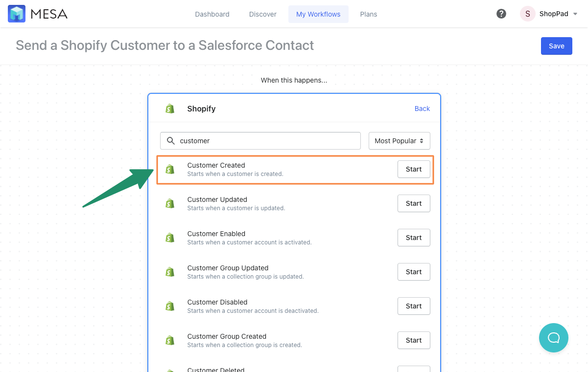 shopify to salesforce contacts