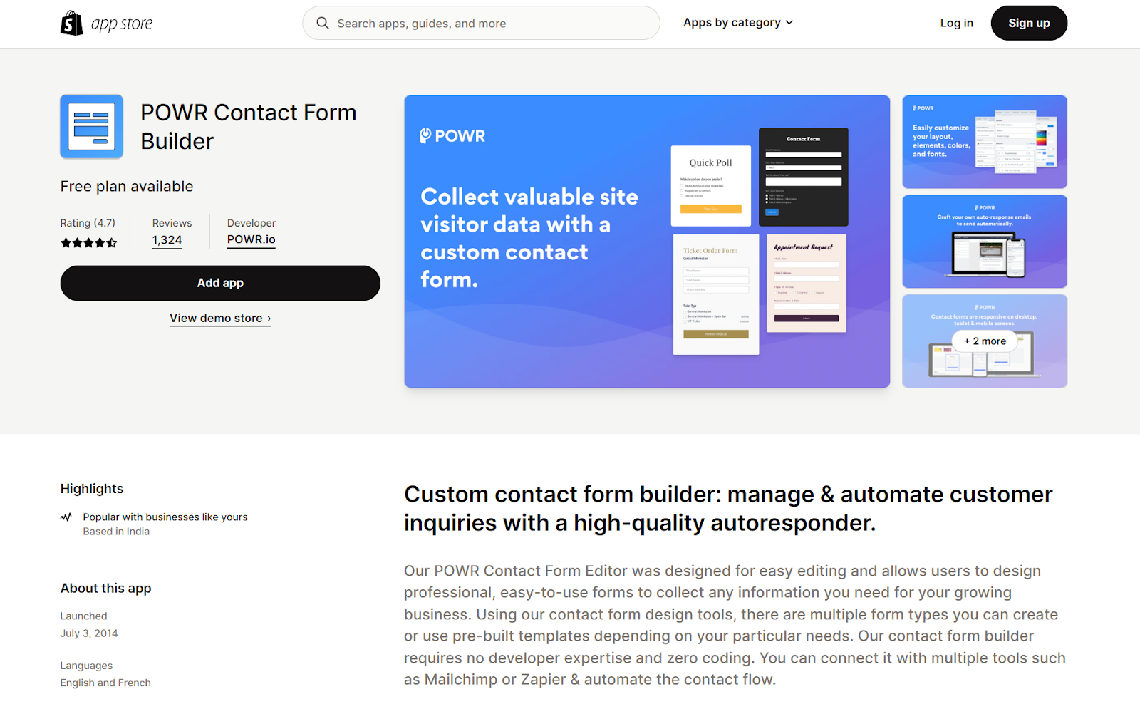 App Store contact form responses