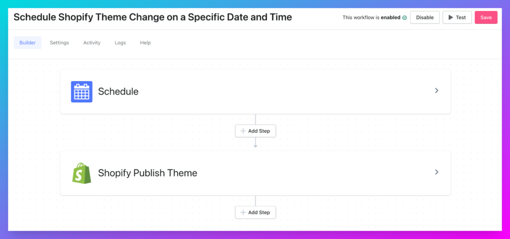 Workflow marketing automation: Schedule a Theme Change