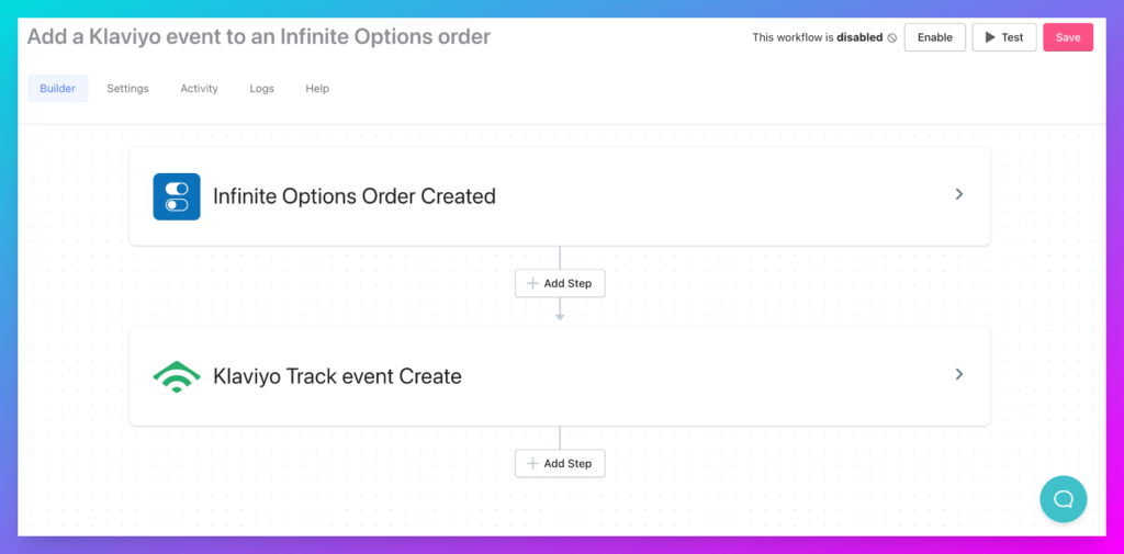 Workflow marketing automation: Add A Klaviyo Event