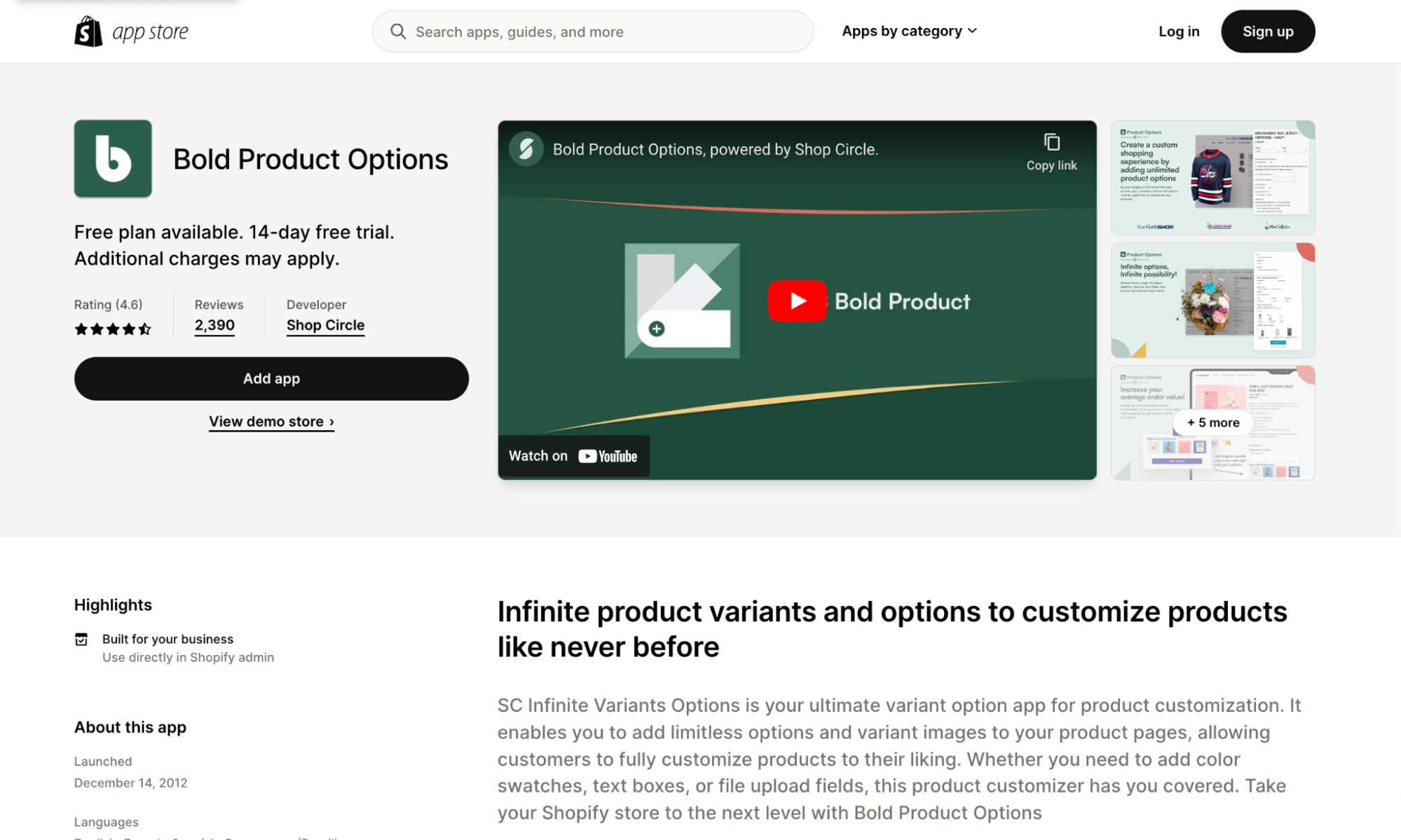 Bold product options - Shopify App Store