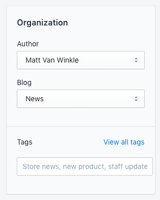 screenshot of metadata in Shopify