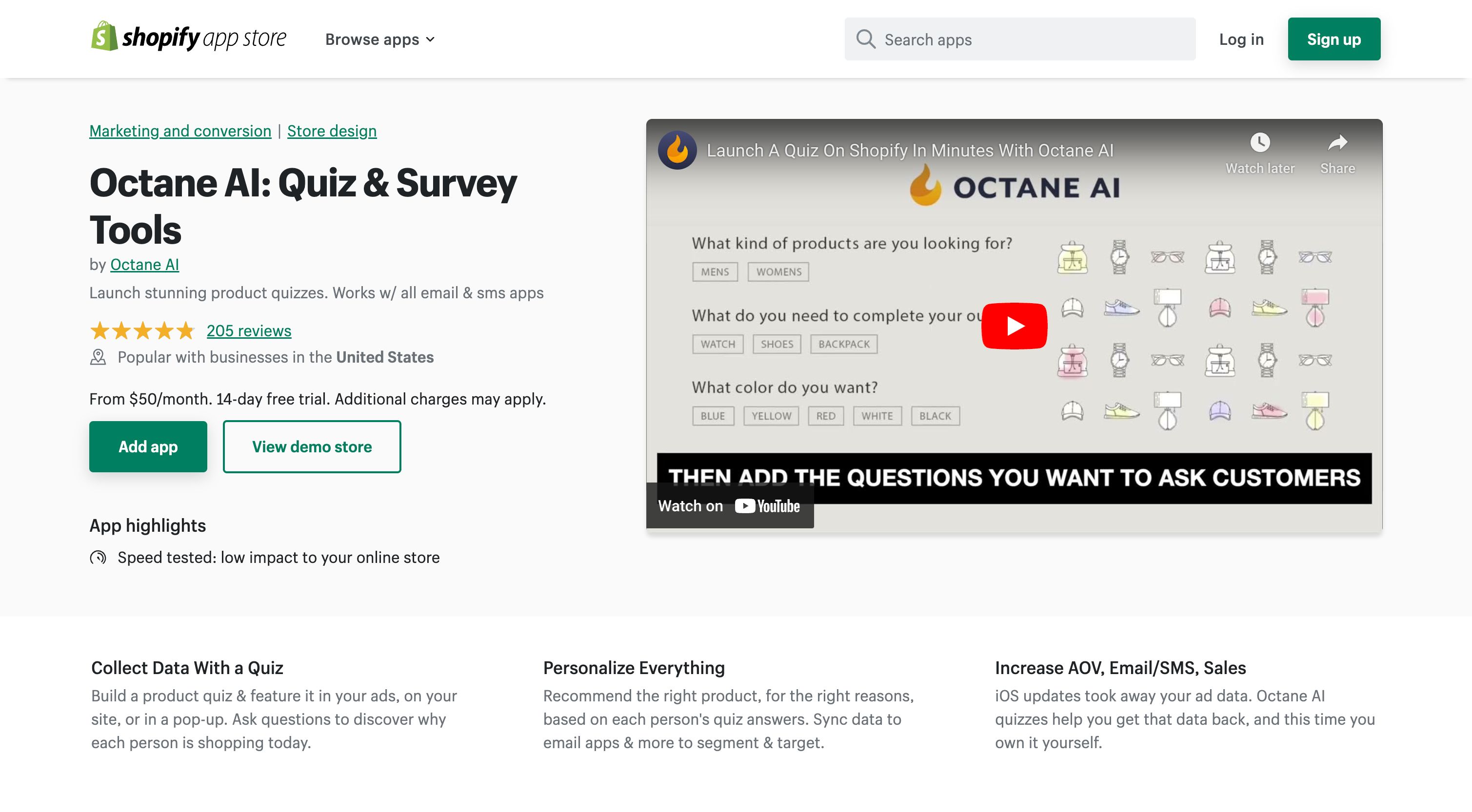 Octane AI: Quiz & Survey Tools - Launch stunning product quizzes | Shopify App Store