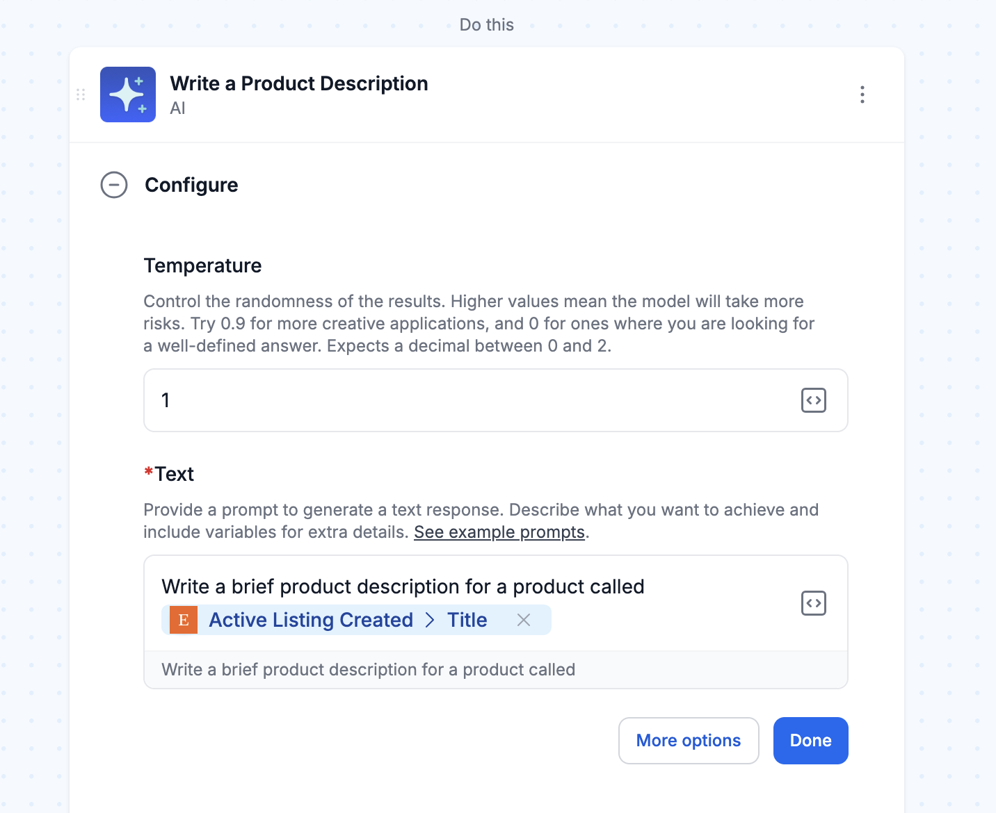 Generate AI product description