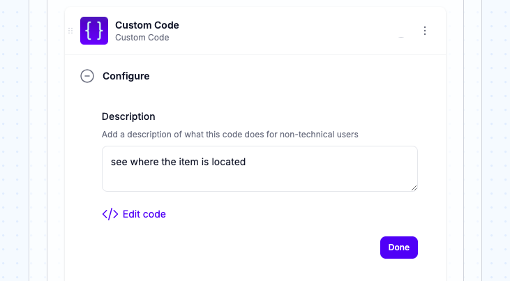 Use the built-in Code Step