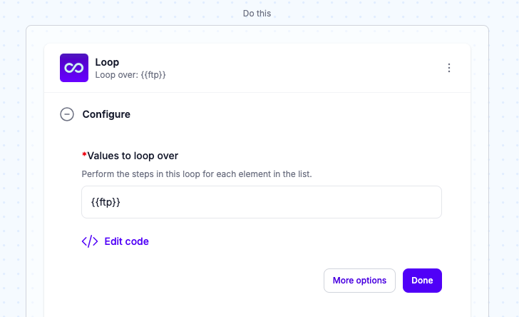 Loop over the CSV file contents