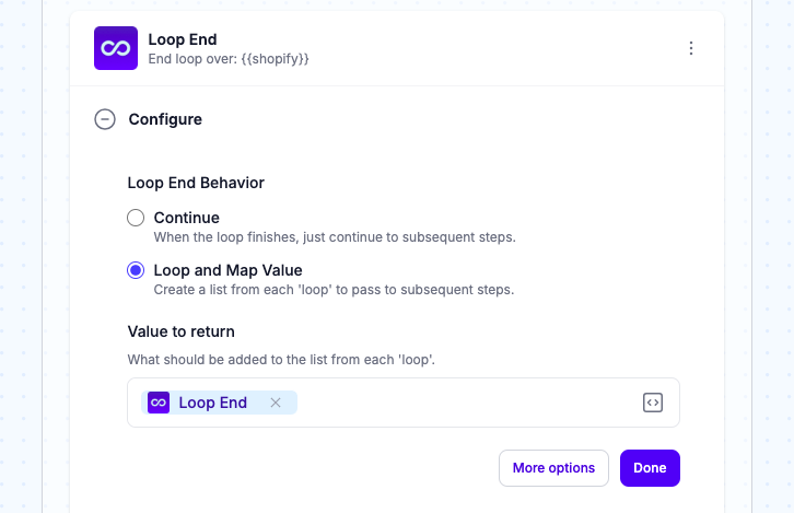 Configure the Product Loop End 