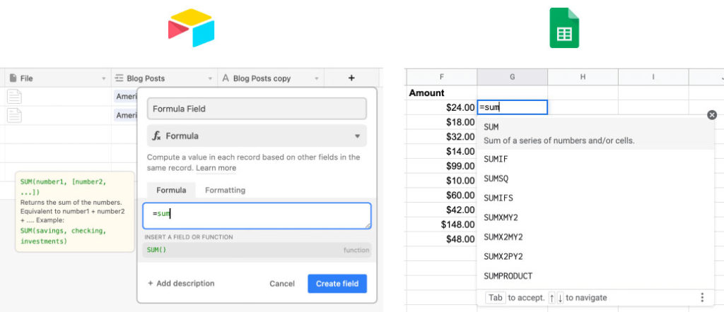 Airtable vs. Google Sheets