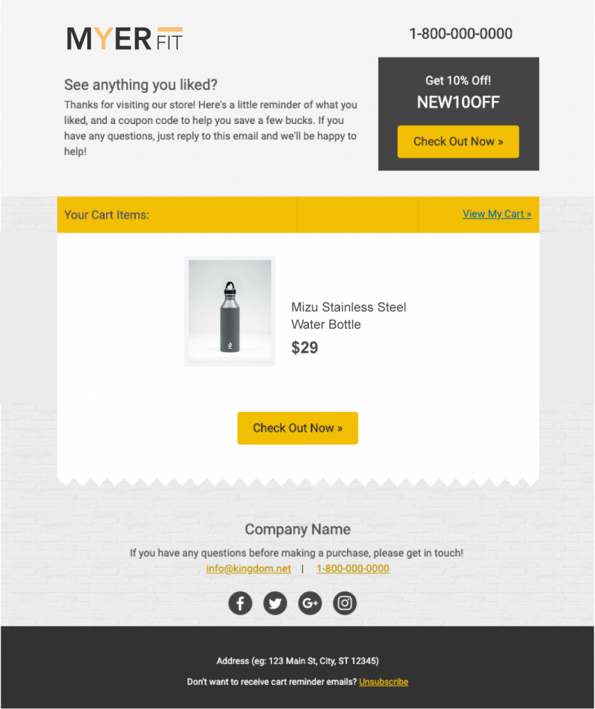 cart abandonment email template