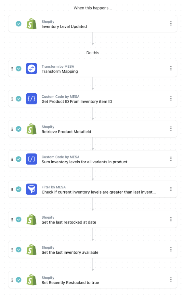 workflow steps: Set last restocked date on products