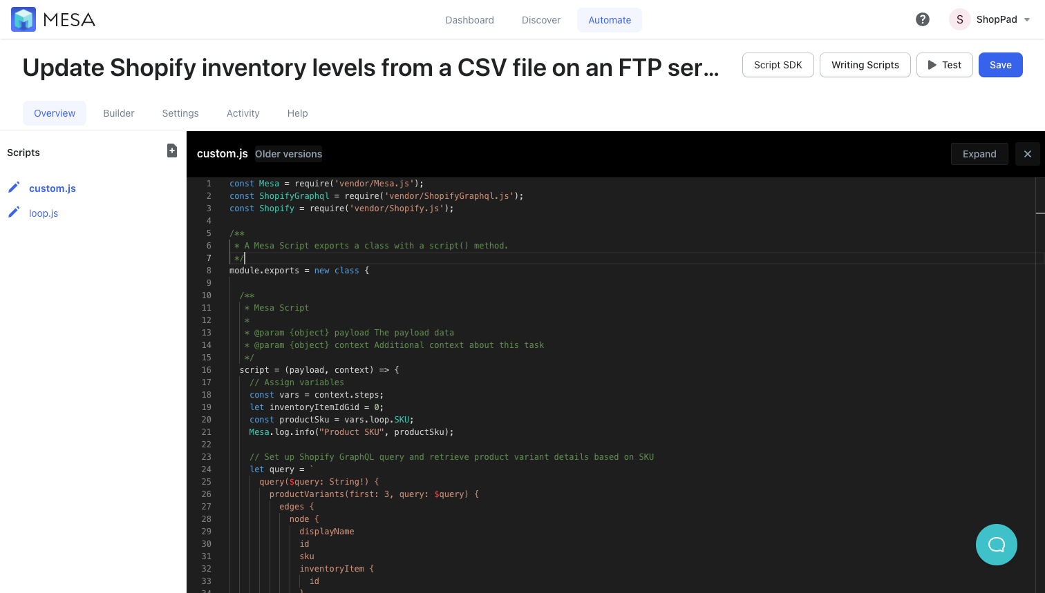 custom liquid code to set inventory levels from a CSV