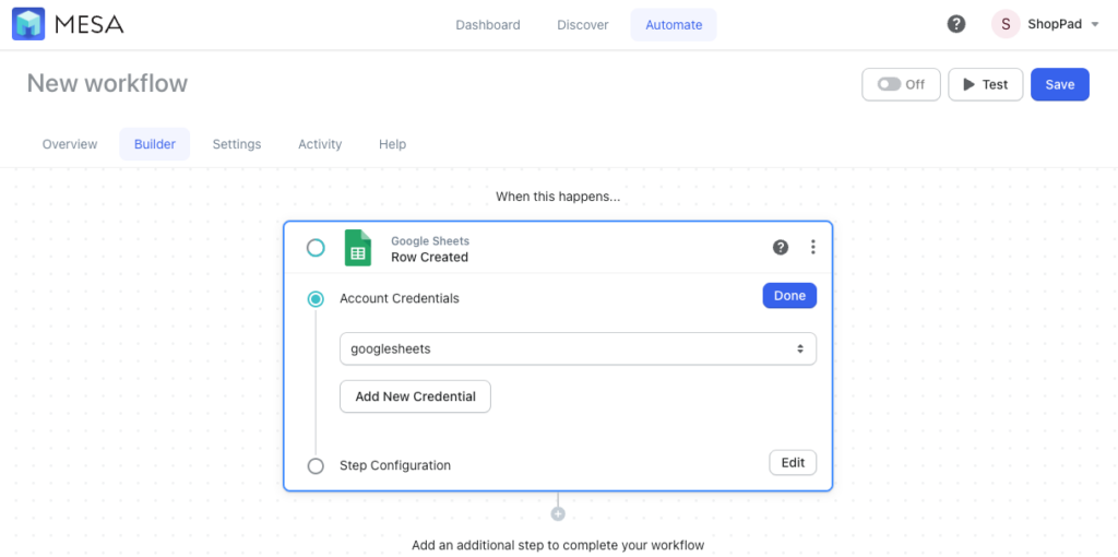 google sheets authenticated with shopify