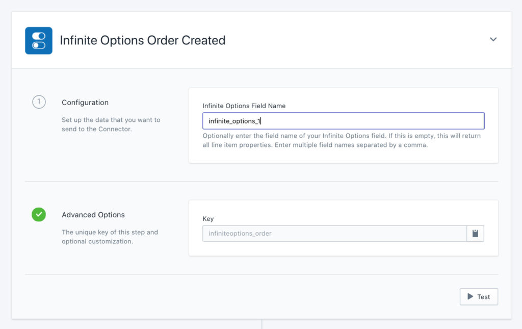 workflow builder: infinite options config