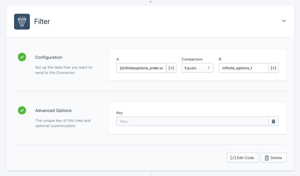 workflow builder filter setup