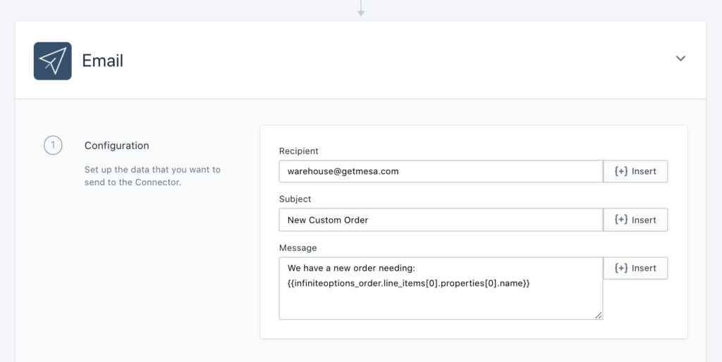 workflow builder email configuration