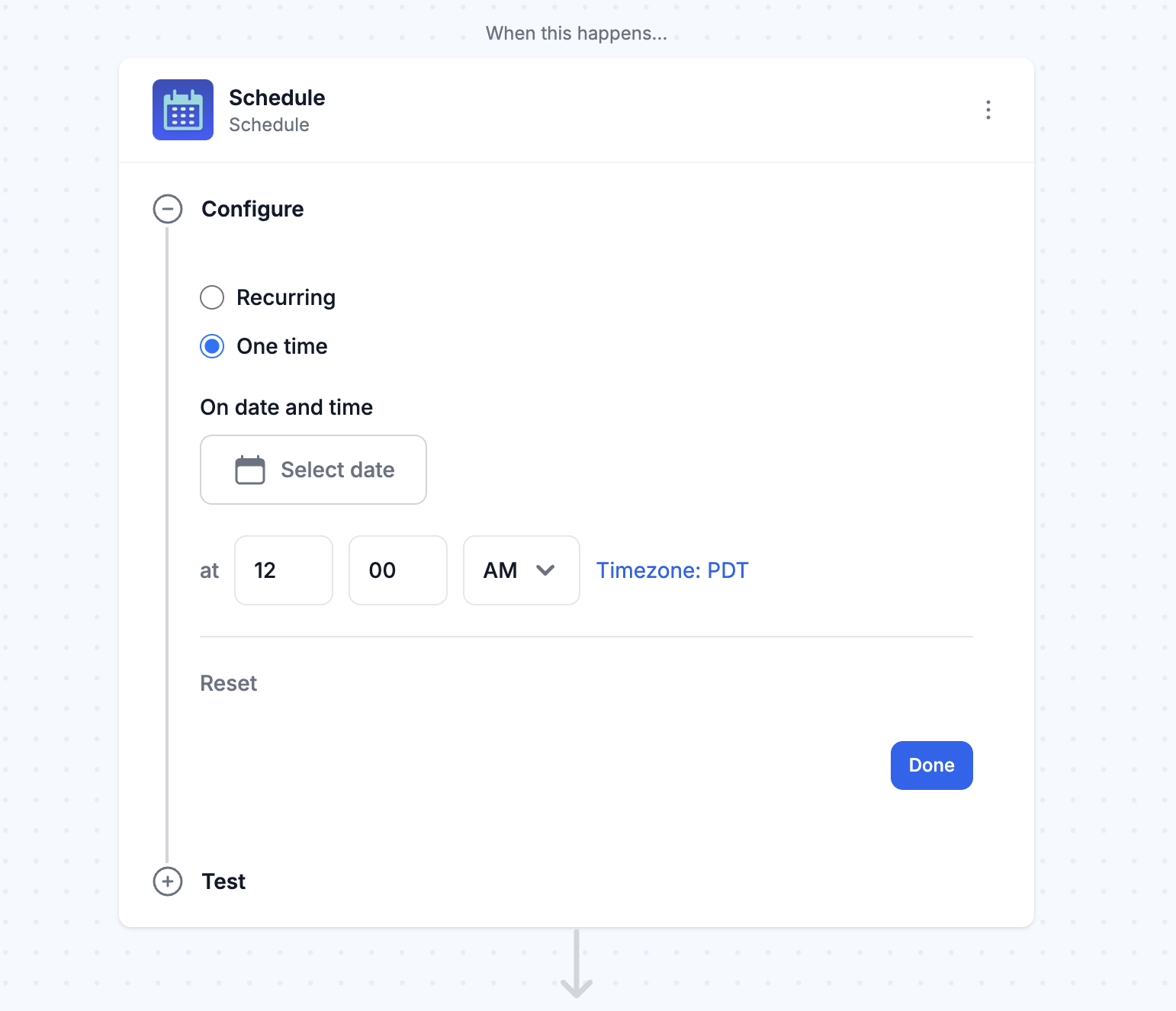 Configure schedule trigger