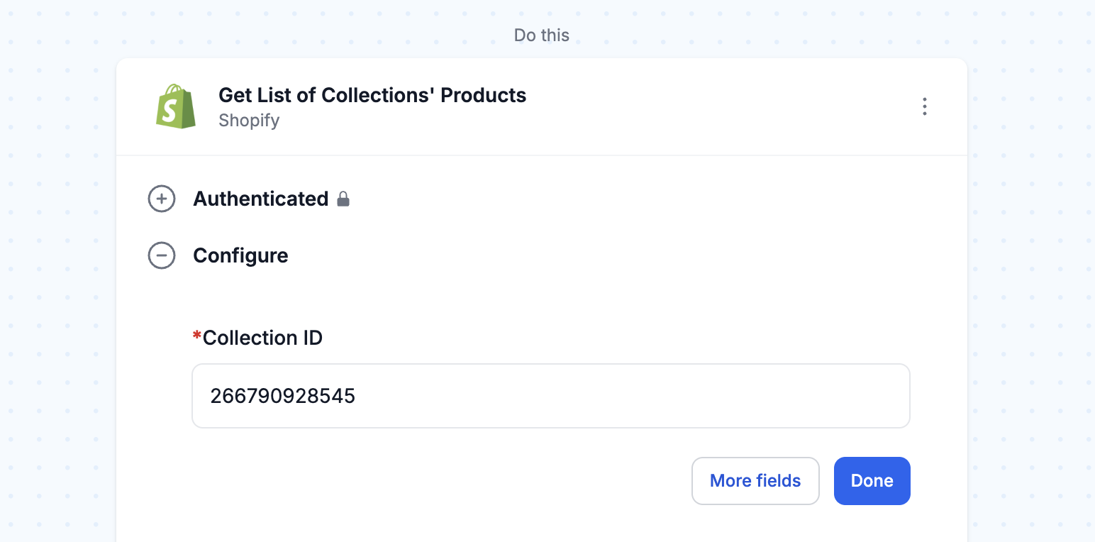 Select Shopify collection