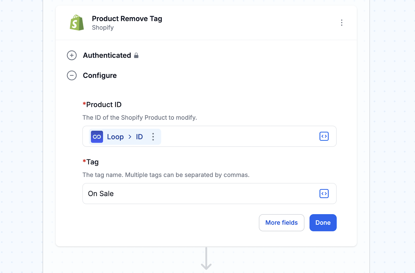 Configure tag removal