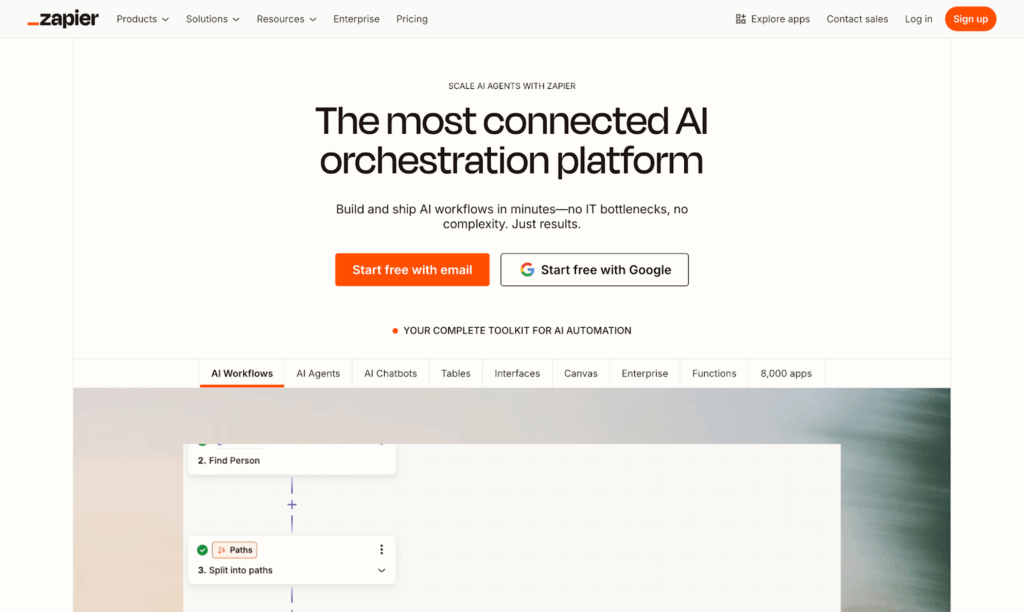Zapier homepage