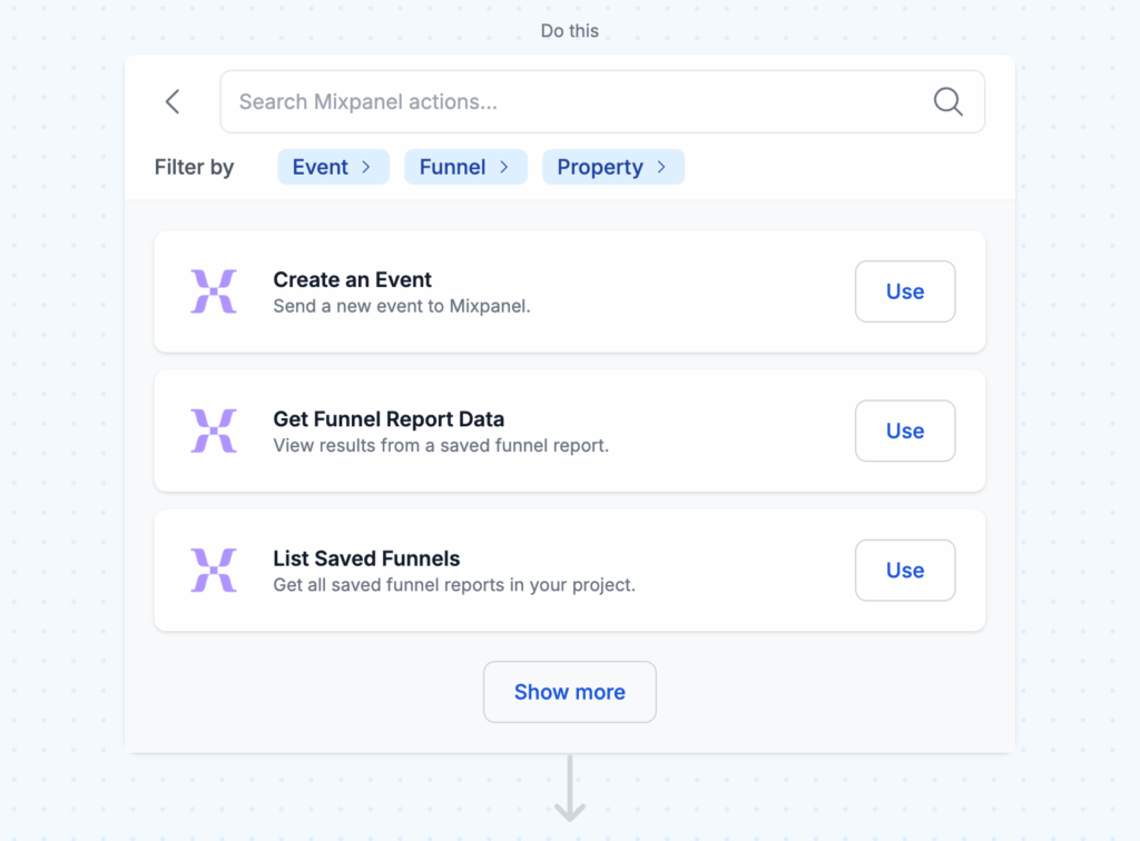 Mixpanel actions