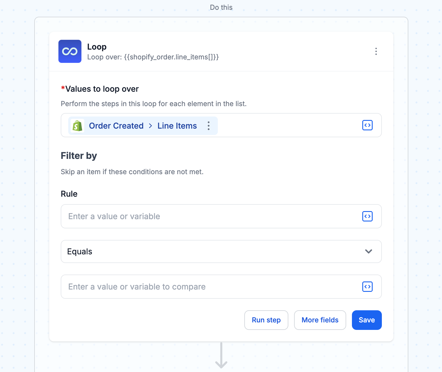 Loop through the order’s line items
