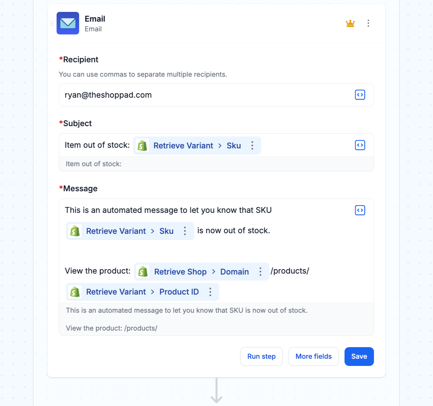 Send email notification