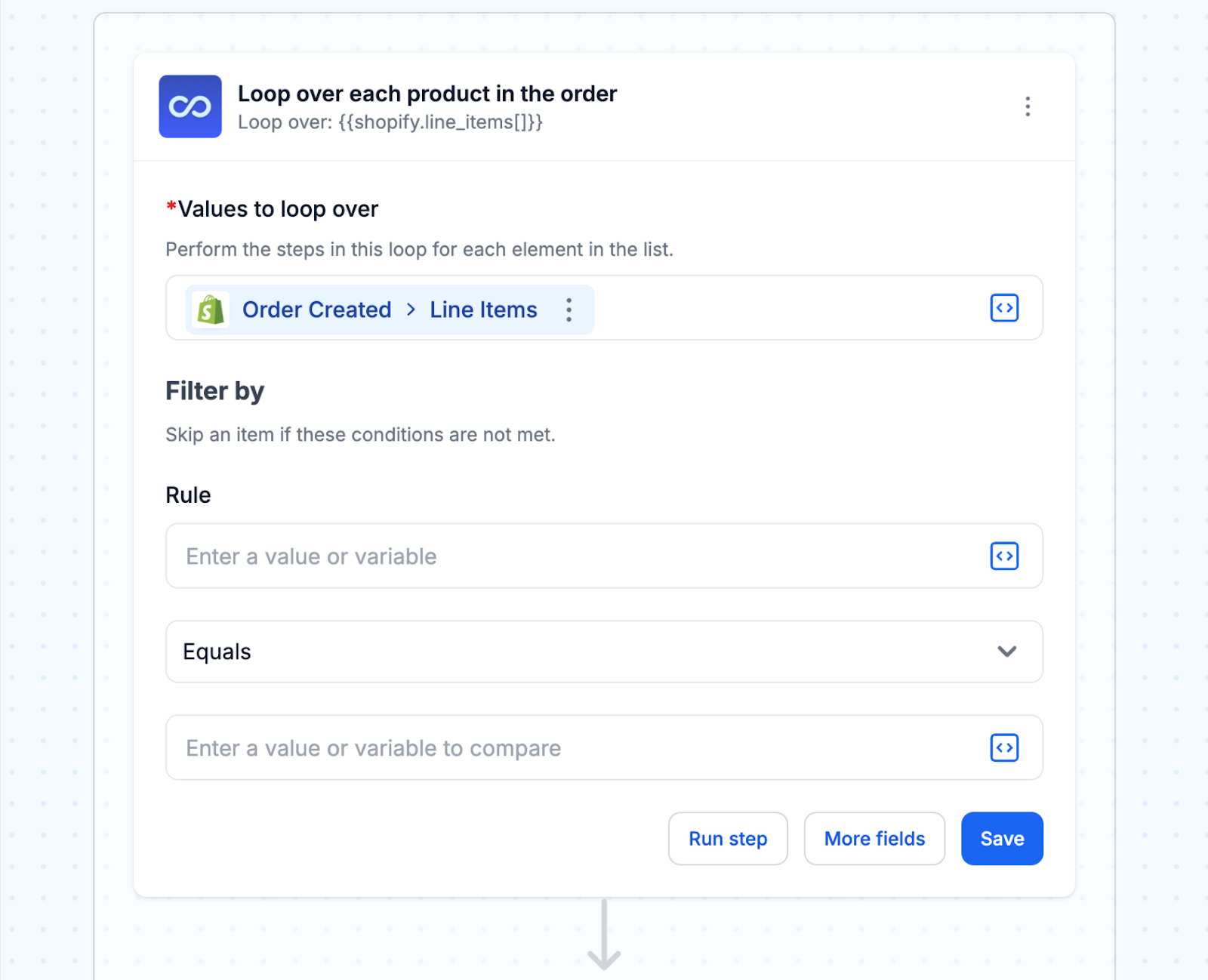 Configure product loop