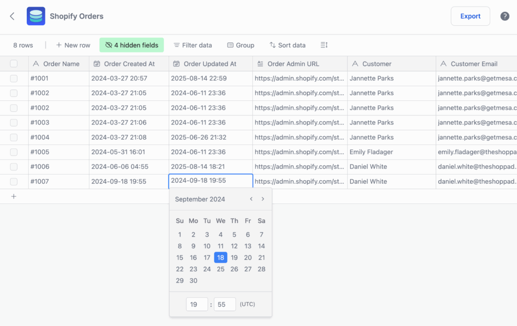 MESA Data (Built-in tool) example