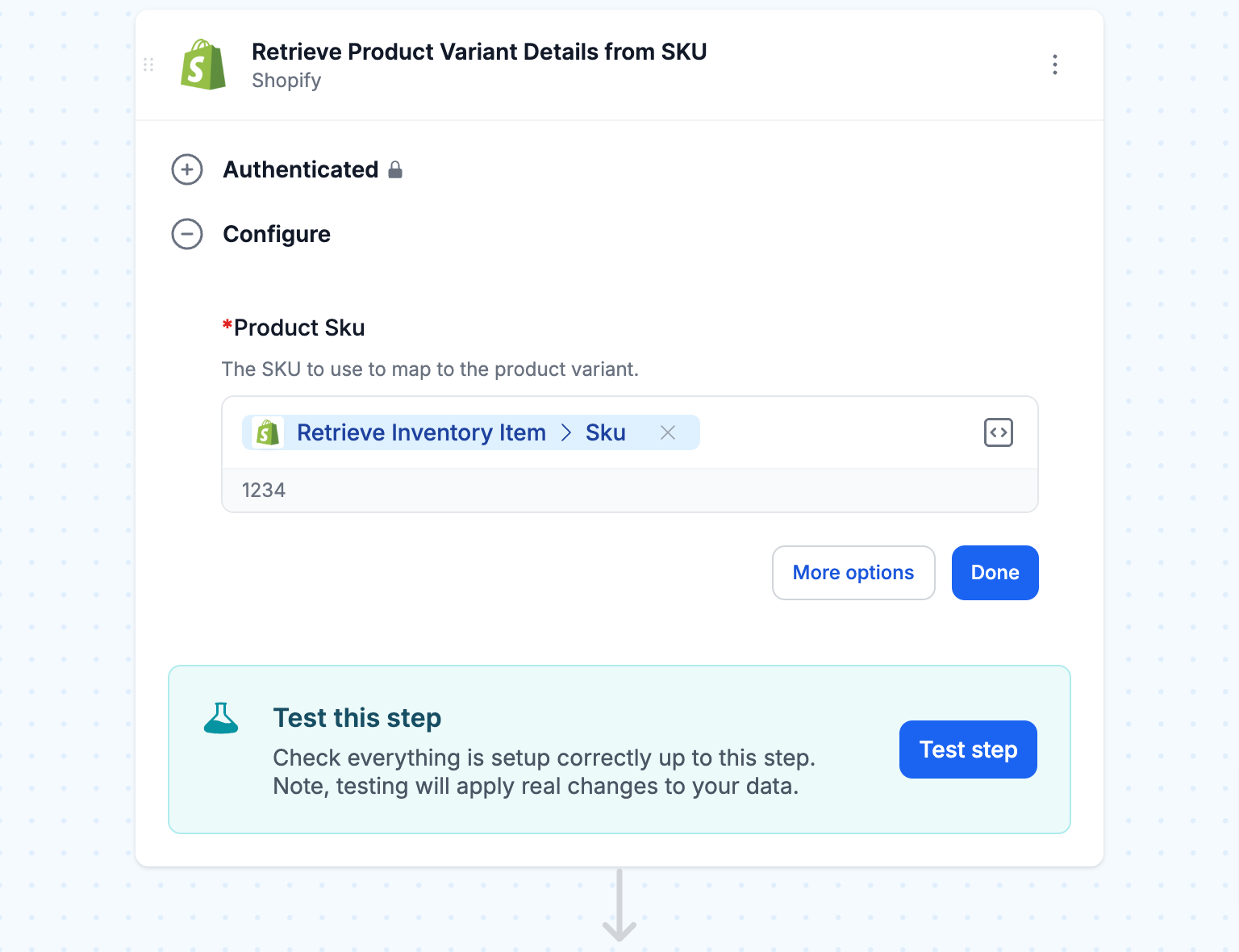 Retrieve product variant details from SKU