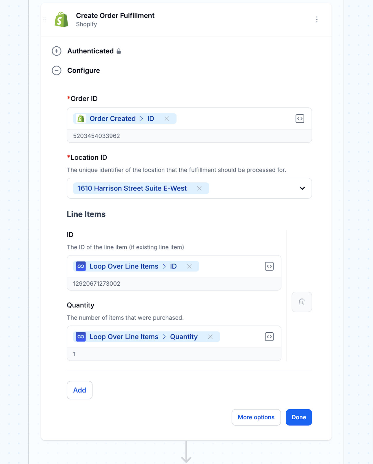 Create order fulfillment